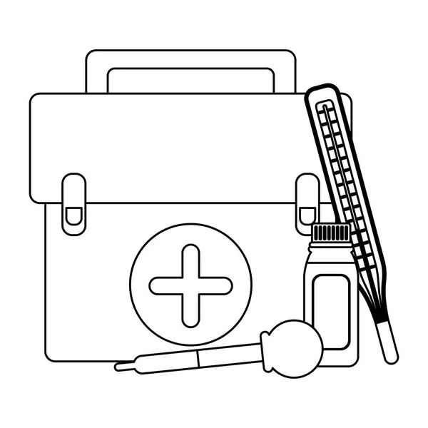 Equipamentos médicos em preto e branco — Vetor de Stock
