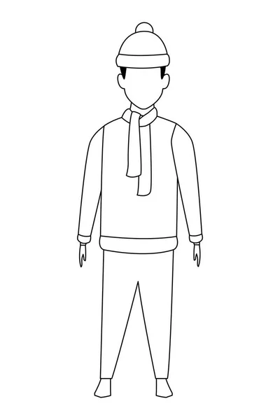 Garçon portant des vêtements d'hiver noir et blanc — Image vectorielle