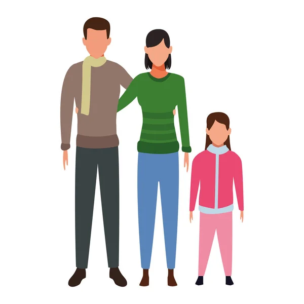 Familia avatares personaje de dibujos animados — Vector de stock