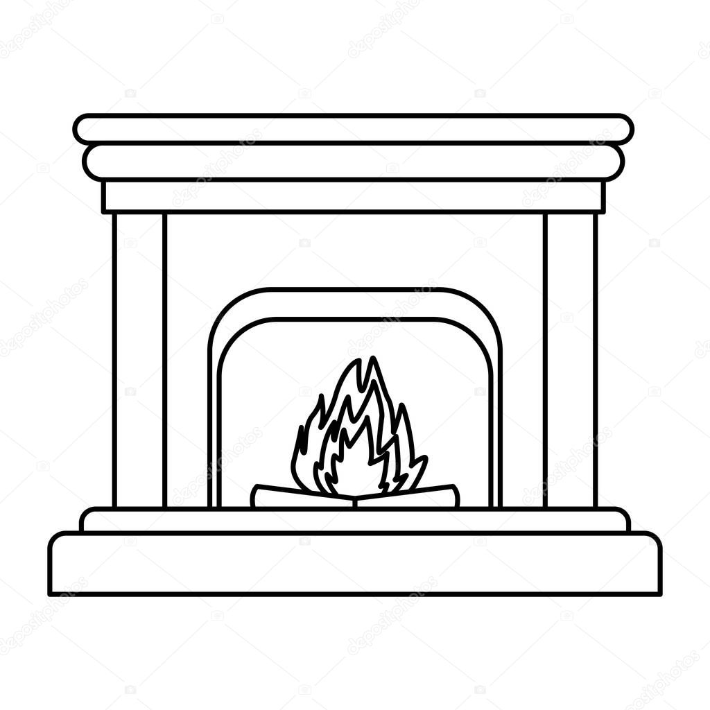 classic fireplace icon black and white