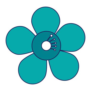 Güzel çiçek karikatür izole mavi çizgiler