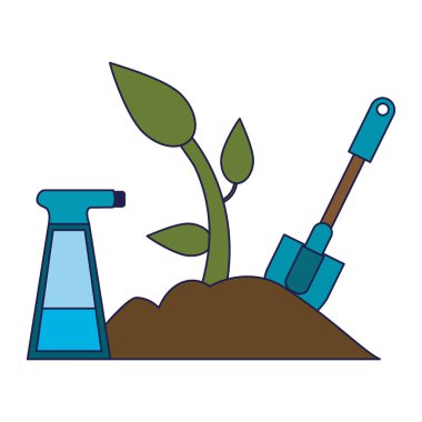 Bahçe araçları kavramı mavi çizgiler