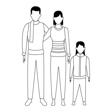 Aile avatarlar çizgi film karakteri siyah ve beyaz