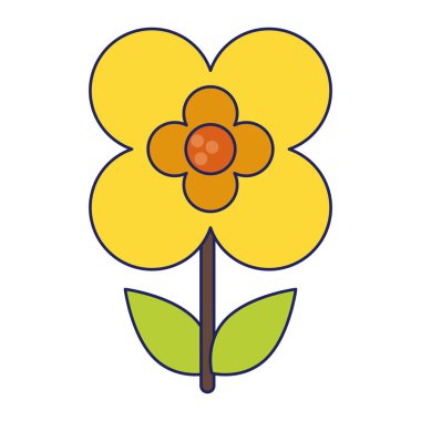 Güzel çiçek karikatür izole mavi çizgiler