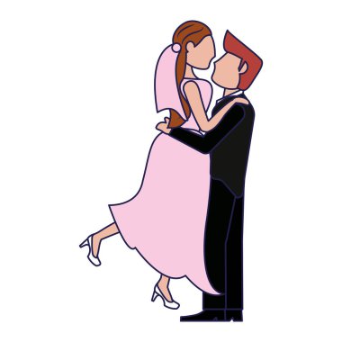 Mavi çizgiler dans düğün çifti