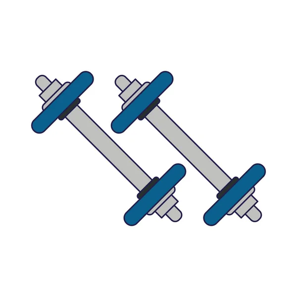 Haltères Fitness lignes bleues isolées — Image vectorielle