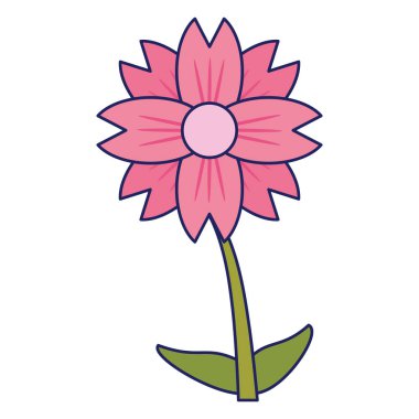 Güzel çiçek karikatür izole mavi çizgiler