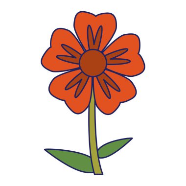 Güzel çiçek karikatür izole mavi çizgiler