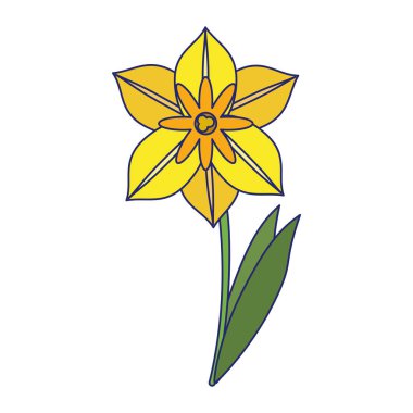 Güzel çiçek karikatür izole mavi çizgiler