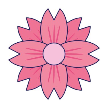 Güzel çiçek karikatür izole mavi çizgiler