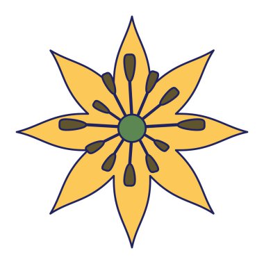 Güzel çiçek karikatür izole mavi çizgiler