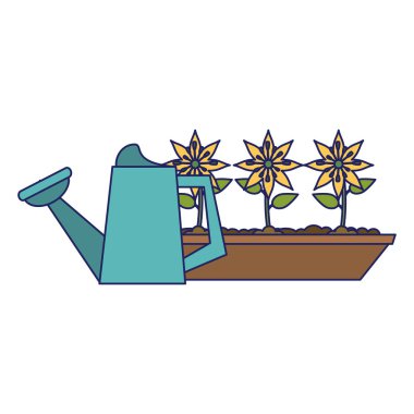 Mavi çizgiler bahçe bitkiler ve araçları