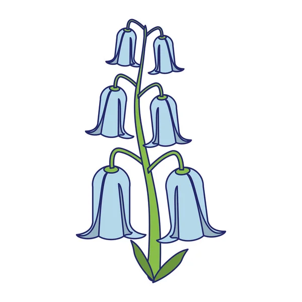 Bello fiore cartone animato isolato linee blu — Vettoriale Stock