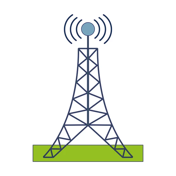 Telecomunicações antena torre linhas azuis —  Vetores de Stock