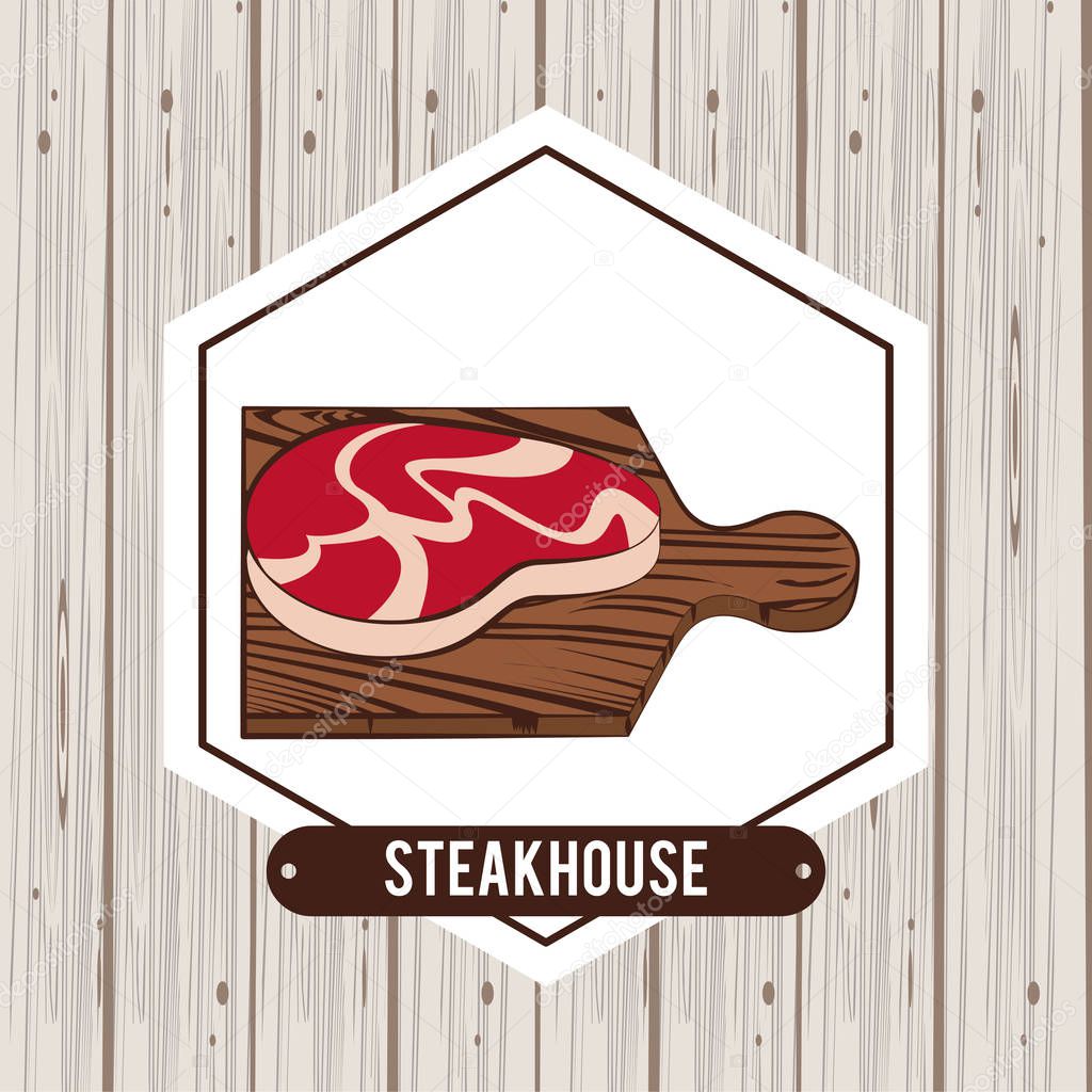 Steakhouse bbq restaurant poster icon ilustration
