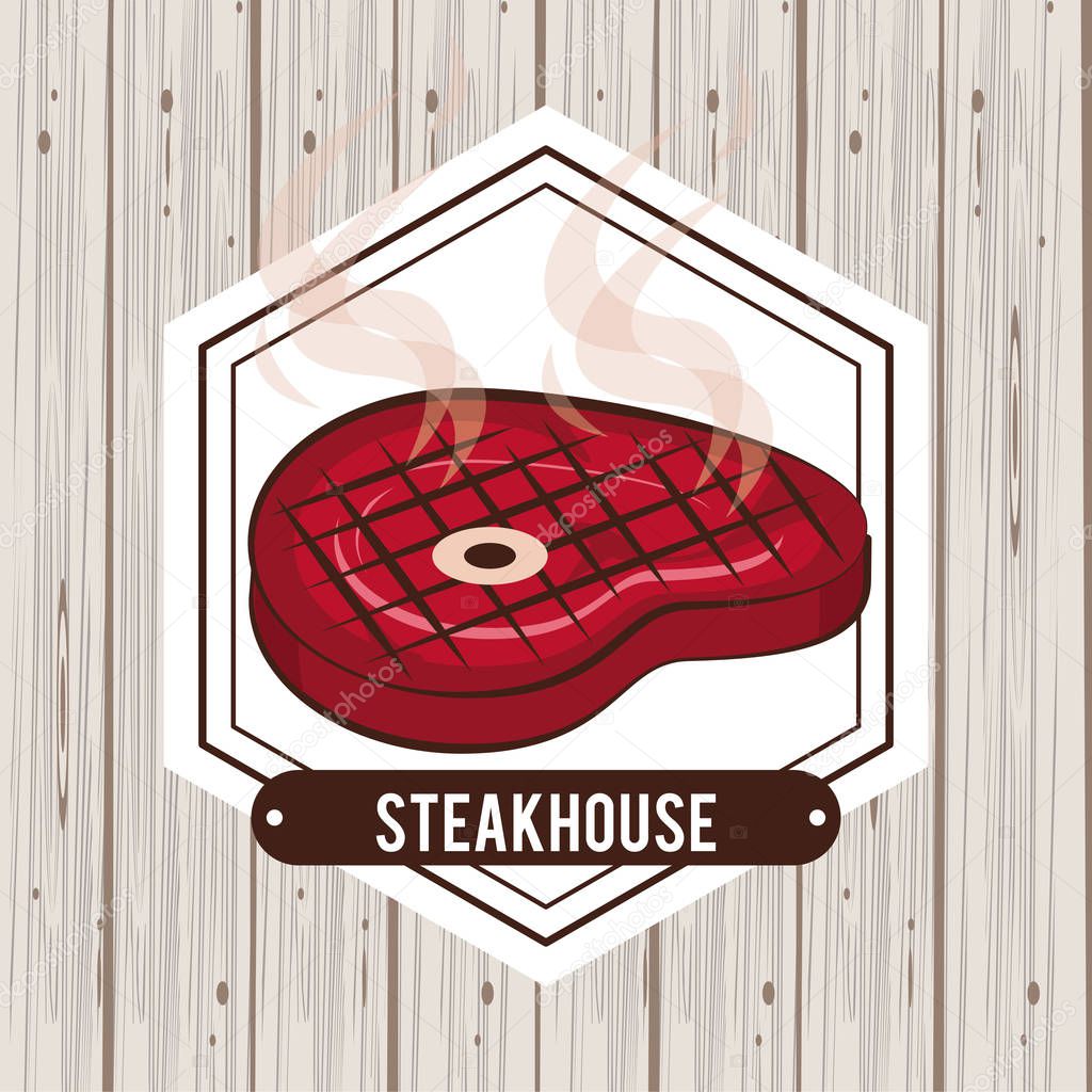 Steakhouse bbq restaurant poster wooden background