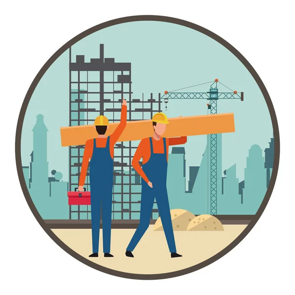 Trabajo en equipo de construcción avatar — Vector de stock