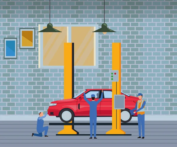 Auto Service Fertigung Cartoon — Stockvektor