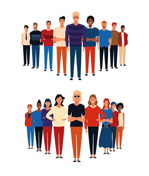 Groups of people cartoons — Stock Vector