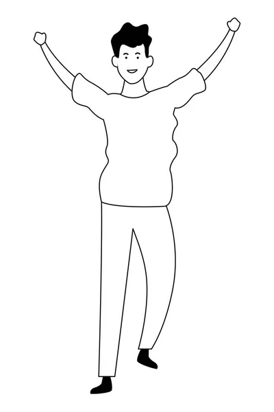 Hombre feliz bailando dibujos animados — Vector de stock