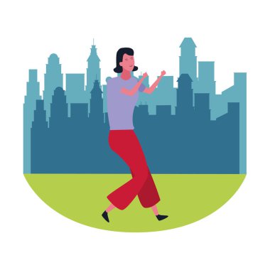 Mutlu kadın dans çizgi film