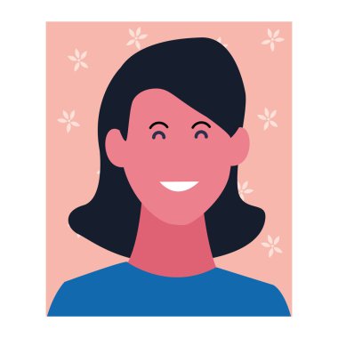 Kadın gülümseyen karikatür profili