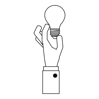 Ampul Işık Siyah ve beyaz tutan el