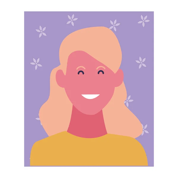 Mulher sorrindo perfil cartoon — Vetor de Stock