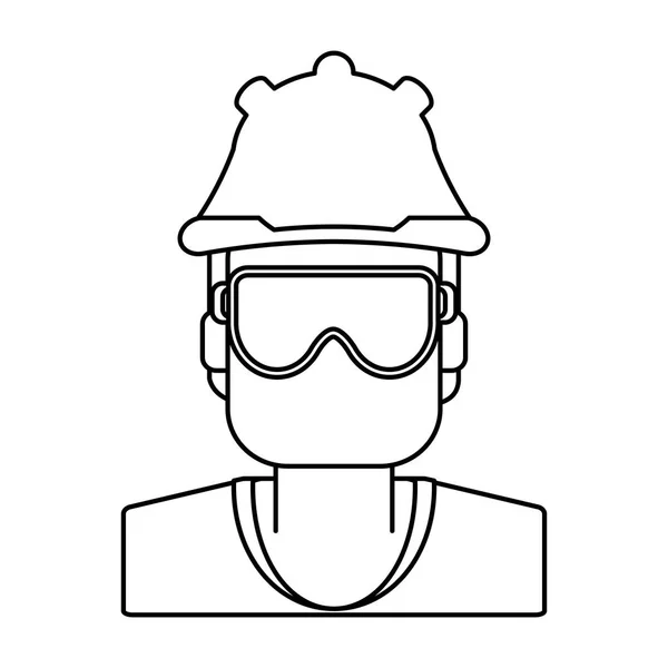 Trabajador de la construcción avatar blanco y negro — Archivo Imágenes Vectoriales