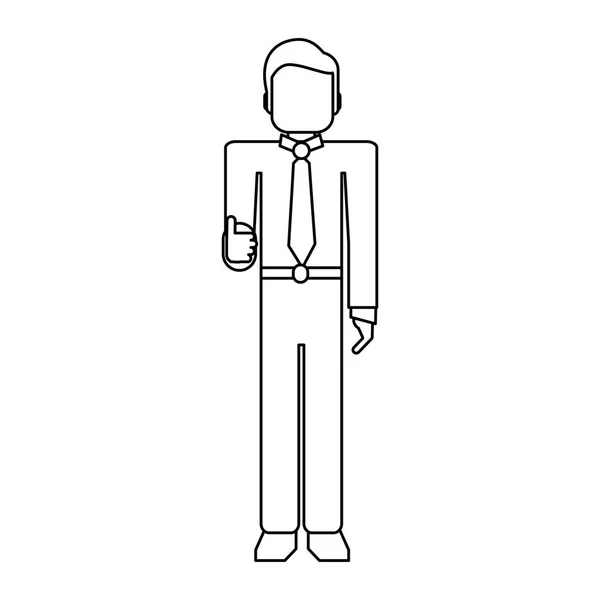 Бізнесмен аватар мультфільм чорно-білий — стоковий вектор