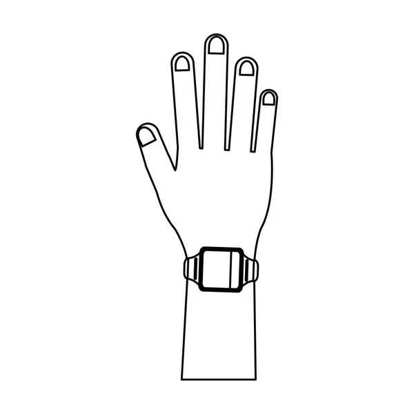 Reloj inteligente en la muñeca blanco y negro — Vector de stock