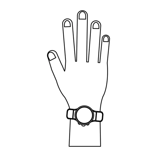 Reloj inteligente en la muñeca blanco y negro — Vector de stock