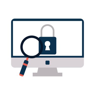 Büyüteç ile kilitli bilgisayar