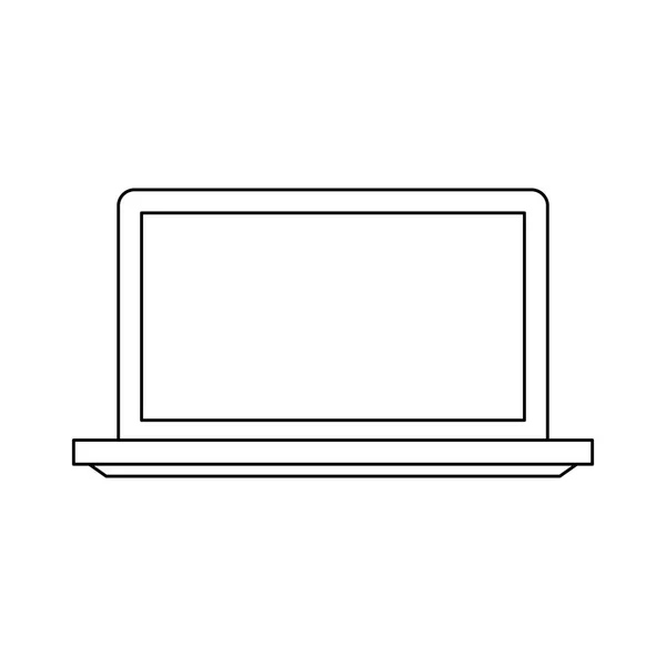 Tela em branco do portátil em preto e branco — Vetor de Stock