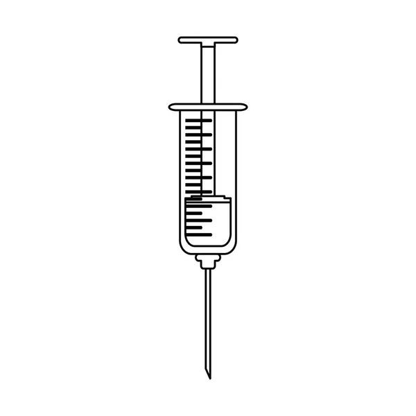 Syringe with blood in black and white — Stock Vector