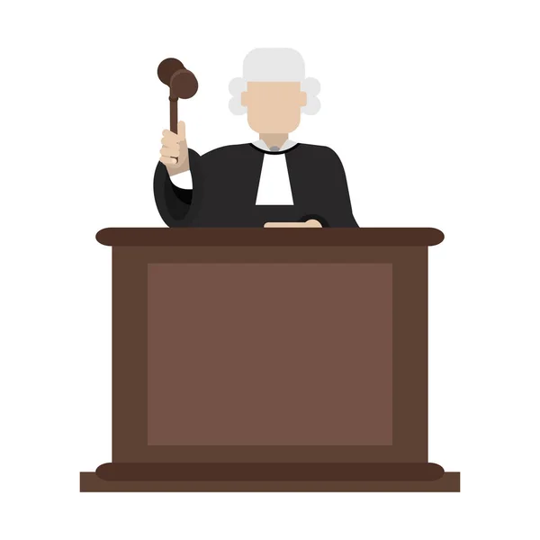 Judge with gavel on podium — Stock Vector