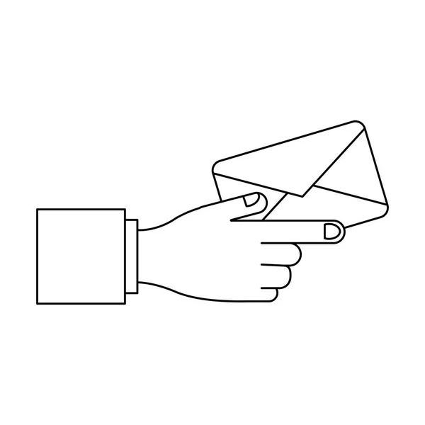 Ruka držící obálky v černé a bílé — Stockový vektor