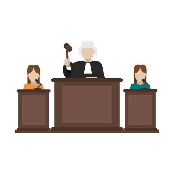 Judge with witness on podium — Stock Vector