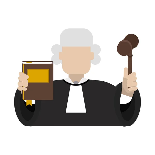 Judge with book and gavel — Stock Vector
