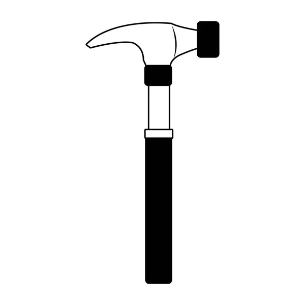 Martello utensile da costruzione in bianco e nero — Vettoriale Stock