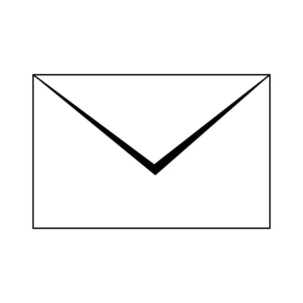 Envelope mail symbol in black and white — Stock Vector