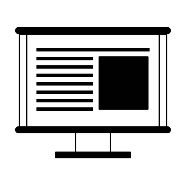 Tecnología de pantalla de ordenador en blanco y negro — Archivo Imágenes Vectoriales