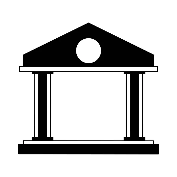 Símbolo del edificio del banco en blanco y negro — Vector de stock
