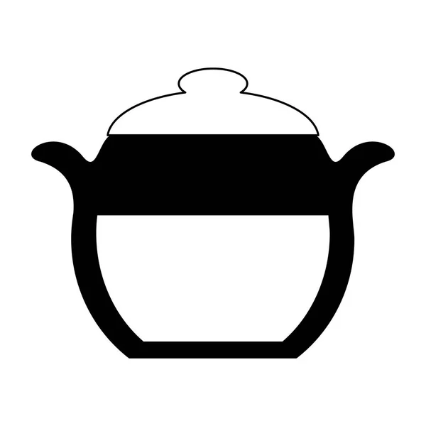 Kitchen pot isolated in black and white — Stock Vector