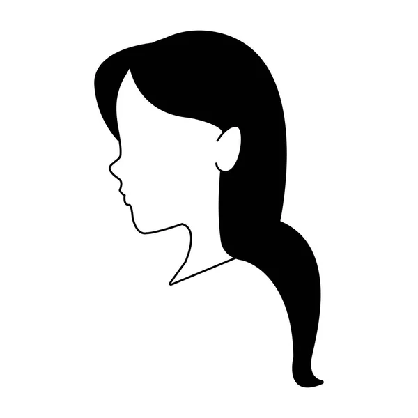Kobieta bez twarzy głowy w czerni i bieli — Wektor stockowy