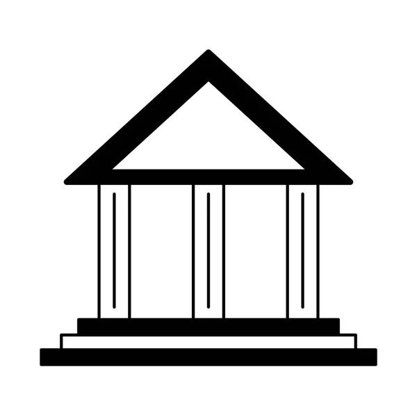Simbolo dell'edificio della banca in bianco e nero — Vettoriale Stock