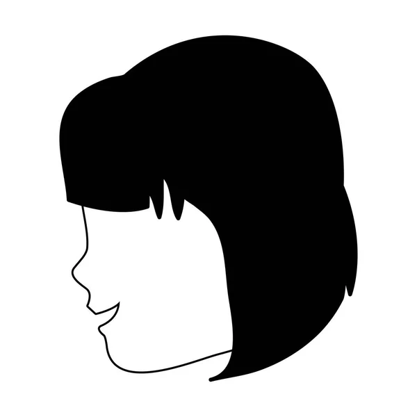 Cabeza sin rostro de mujer en blanco y negro — Vector de stock