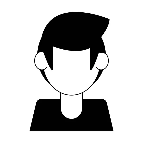 Young man profile in black and white — Stock Vector