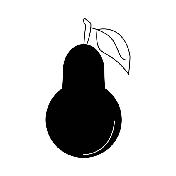 Αχλάδι φυσικό φρούτα σε μαύρο και άσπρο — Διανυσματικό Αρχείο