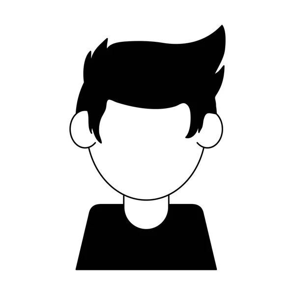 Perfil de hombre joven en blanco y negro — Vector de stock